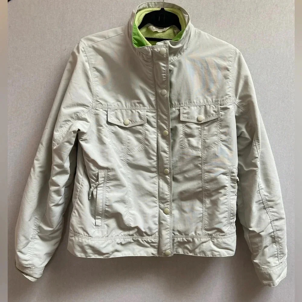L.L. Bean Women's 2-in-1 Jacket & Removable Neon Green Fleece Vest Size M